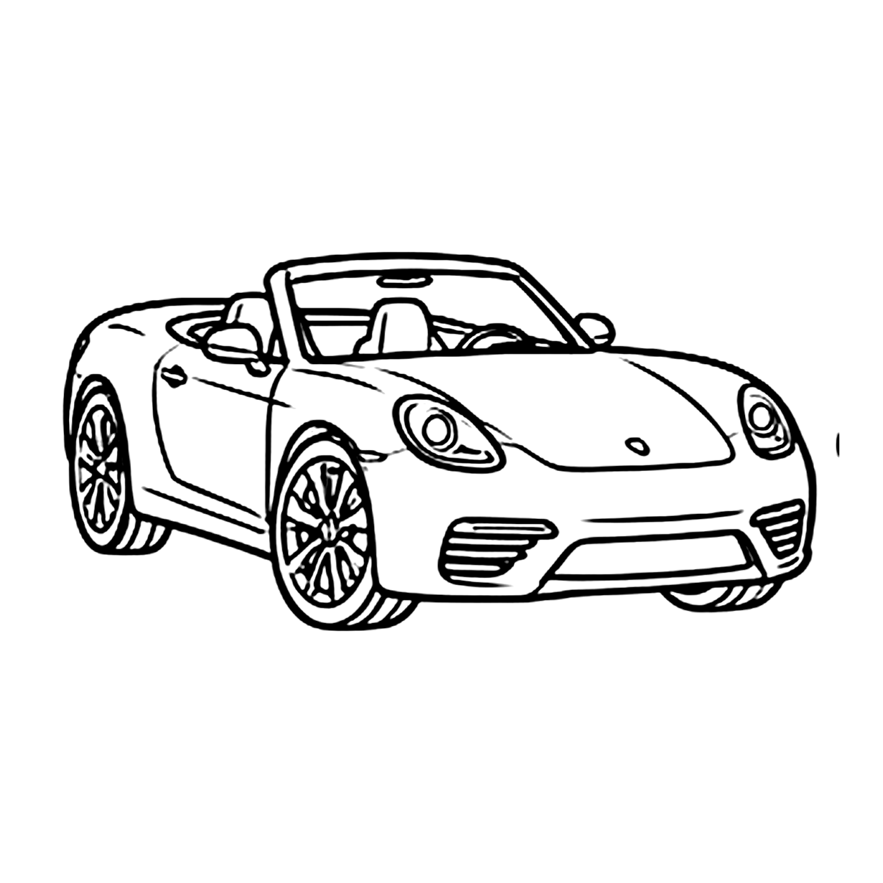 Convertible sports car coloring page: an open-top convertible sports car to print and color