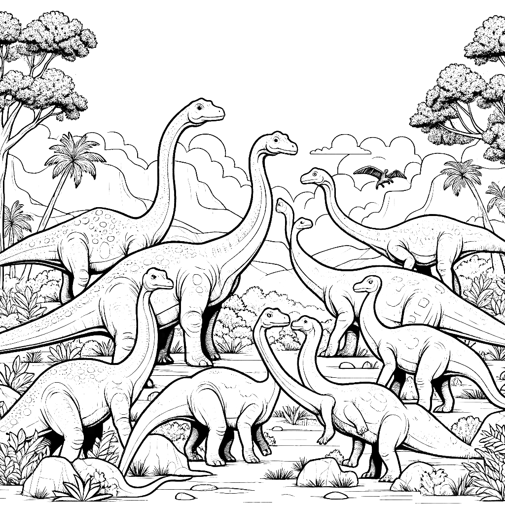Free printable Diplodocus dinosaur coloring page 10 to print and color