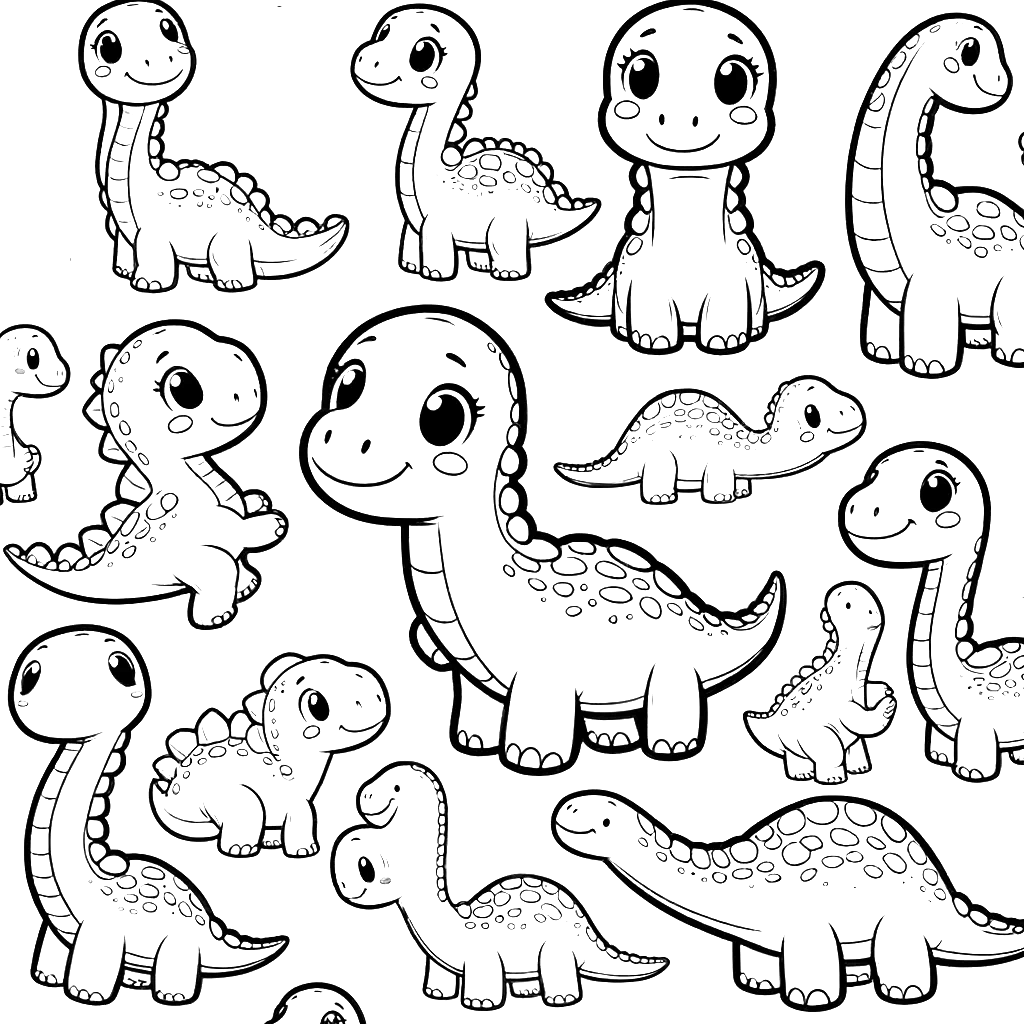 Free printable Diplodocus dinosaur coloring page 11 black and white outline