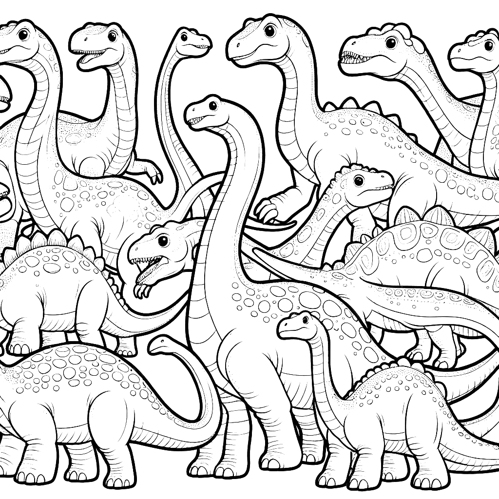 Free printable Diplodocus dinosaur coloring page 13 detailed line art
