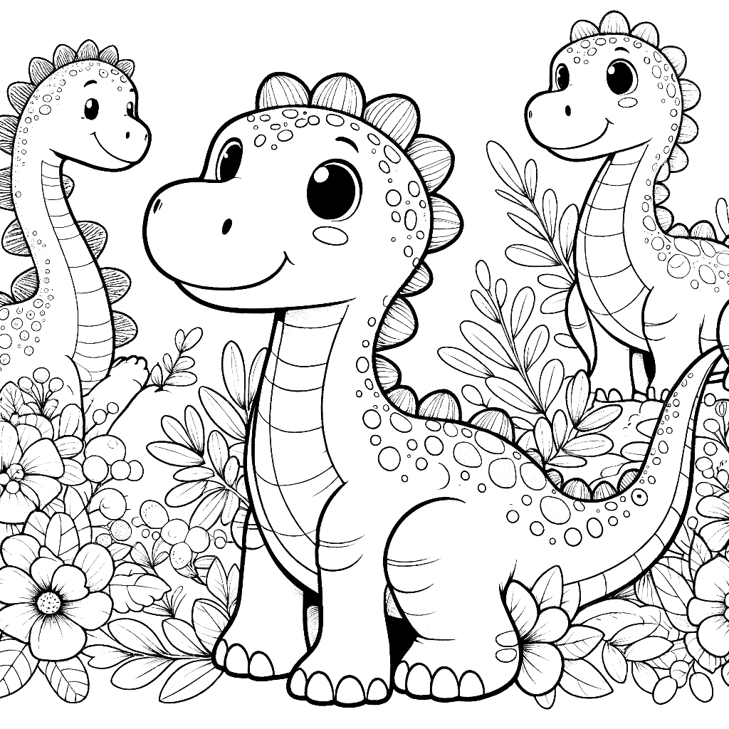Free printable Diplodocus dinosaur coloring page 4 black and white outline