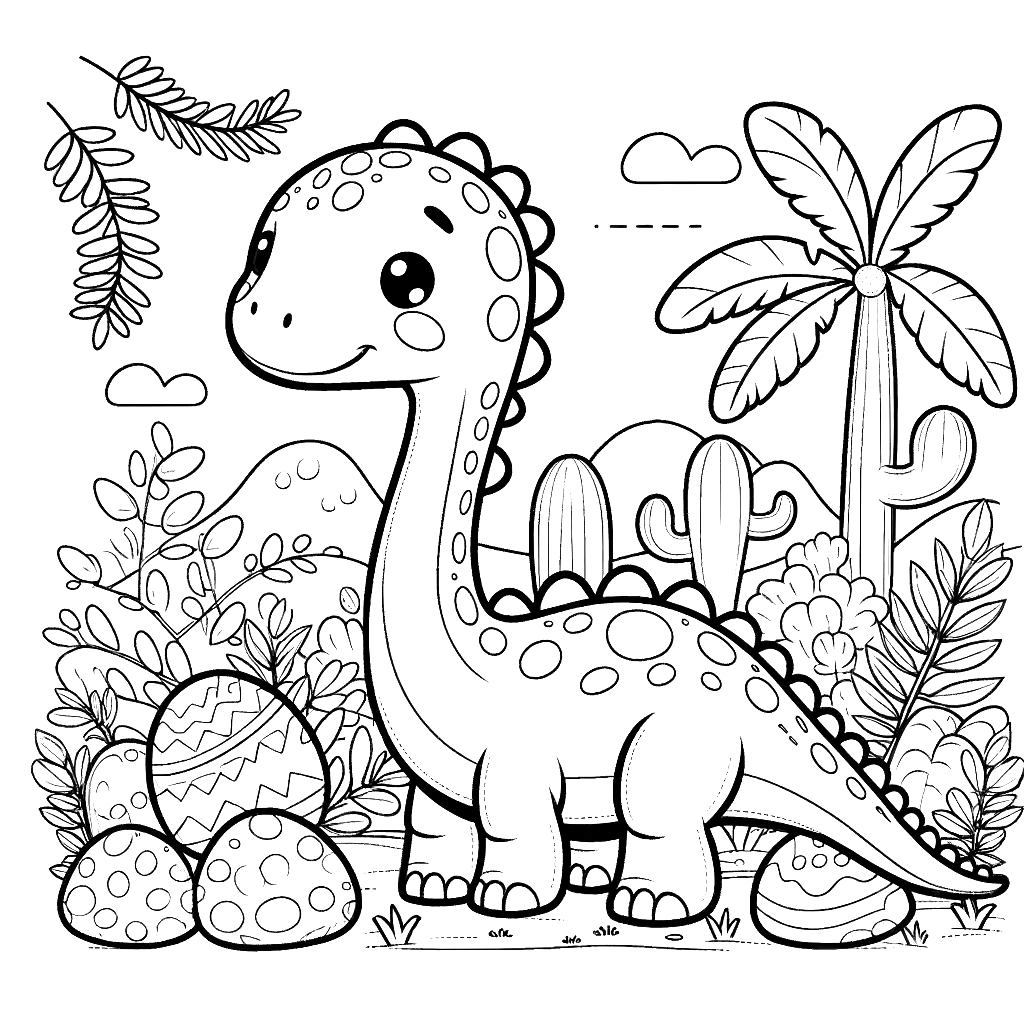 Free printable Diplodocus dinosaur coloring page 7 for kids and adults