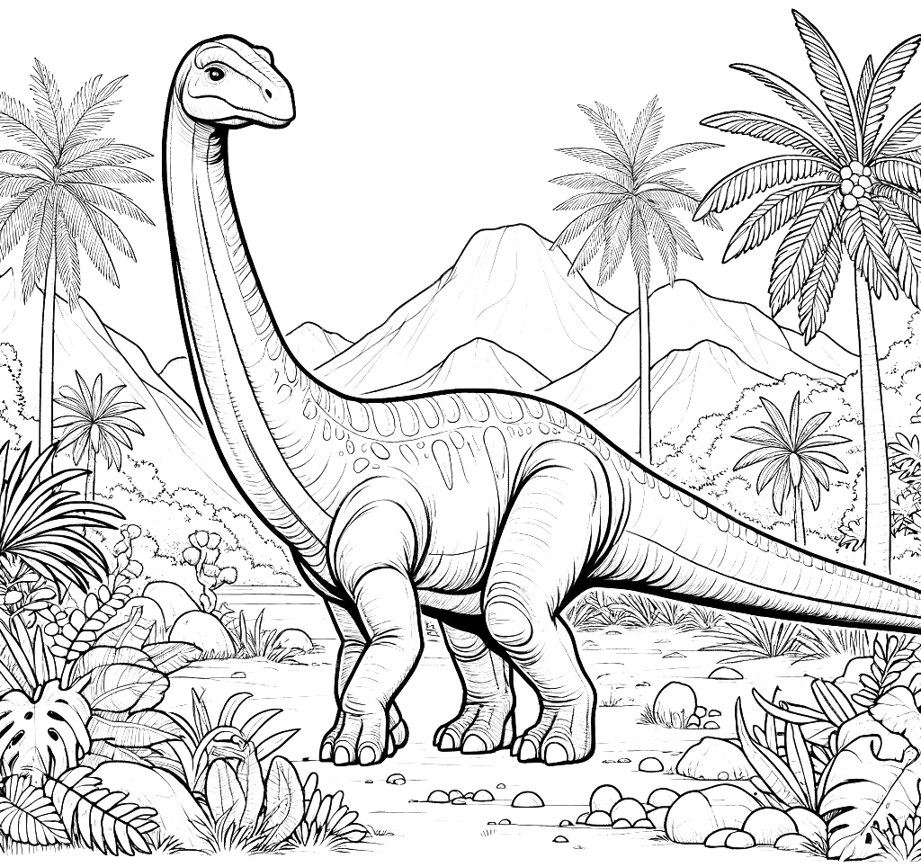 Free printable Diplodocus dinosaur coloring page 8