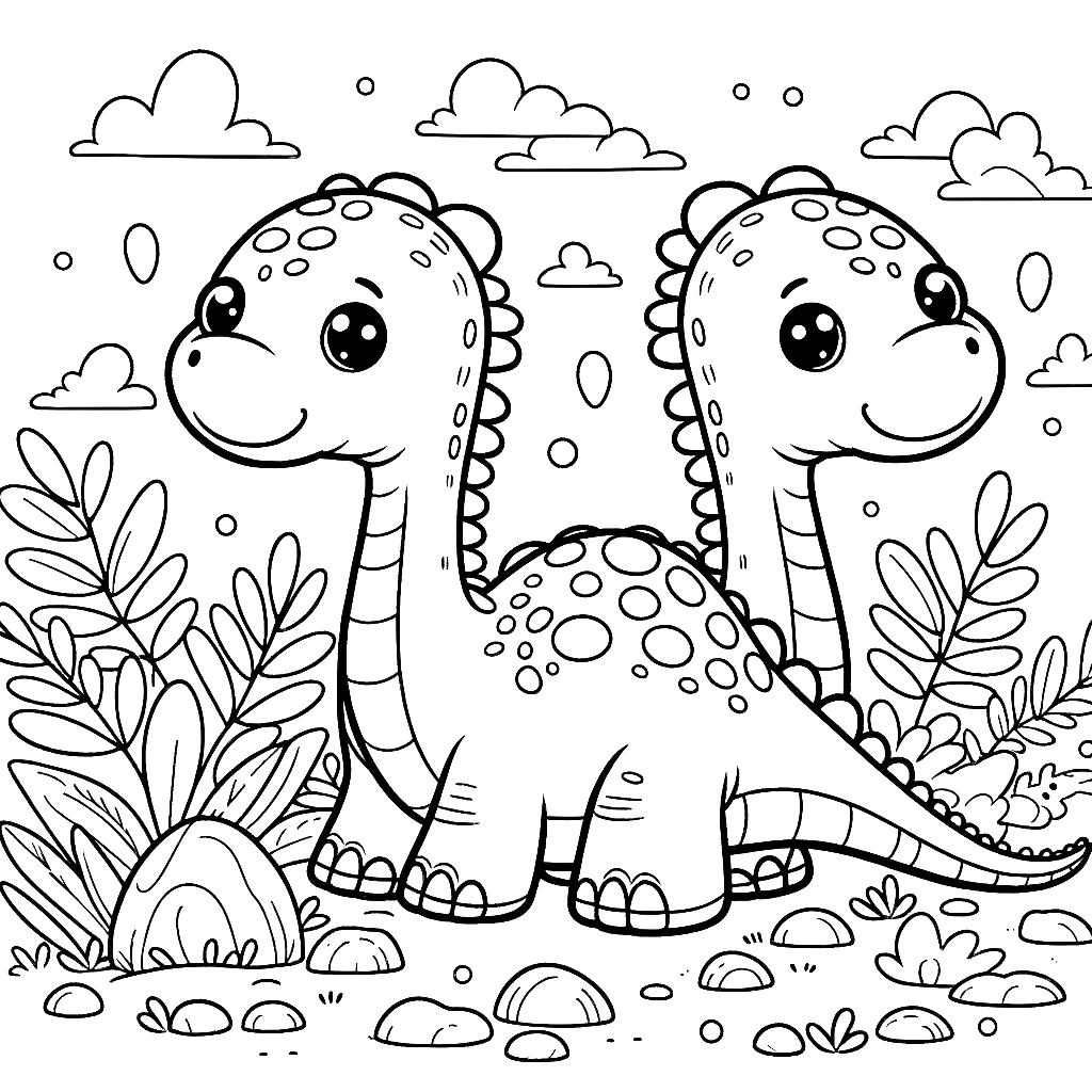 Free printable Diplodocus dinosaur coloring page 9 for kids