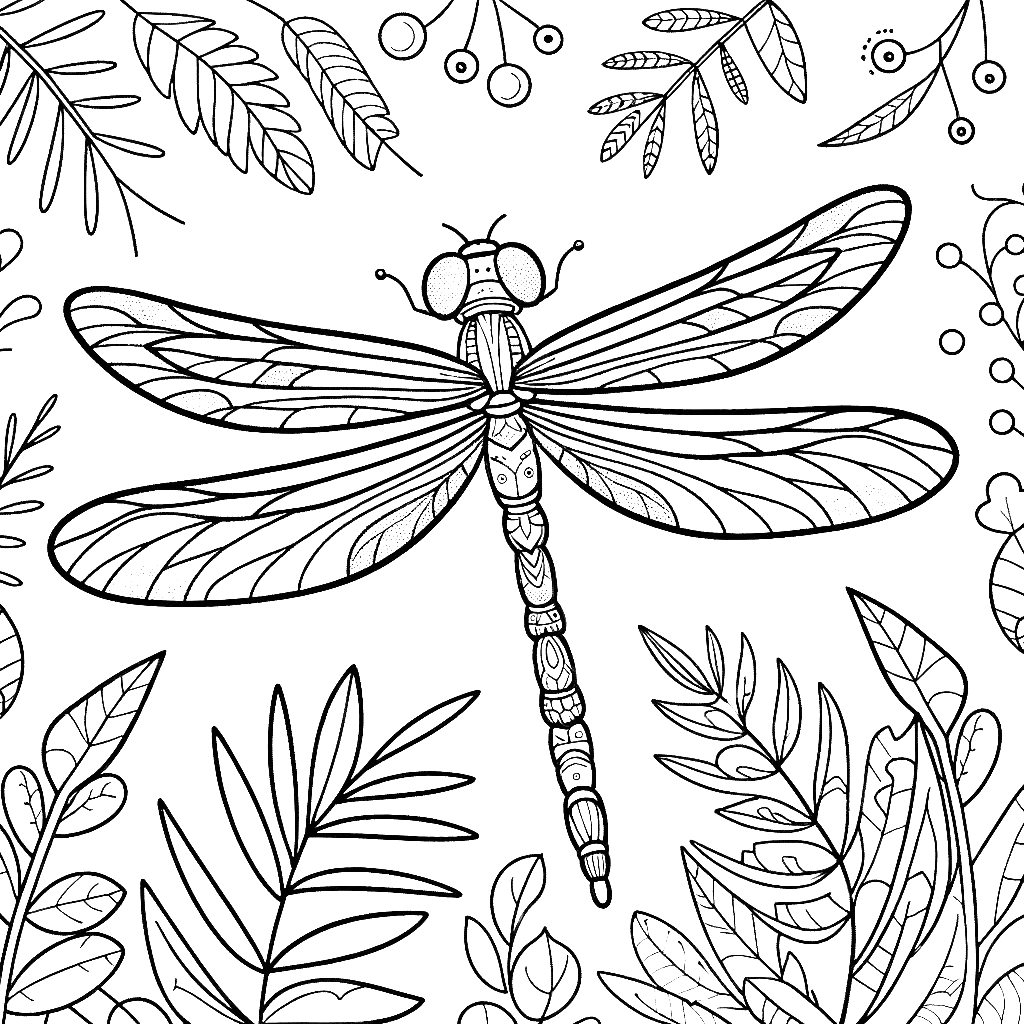 Free printable dragonfly coloring page 10 to print and color