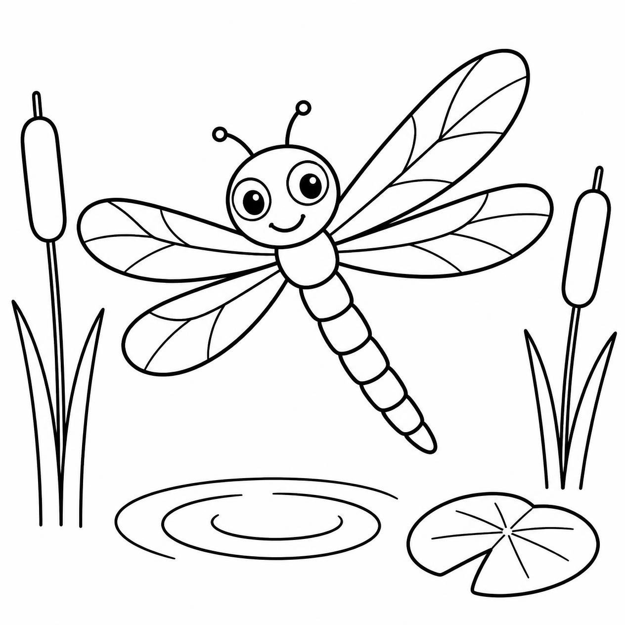 Free printable dragonfly coloring page 3 to print and color