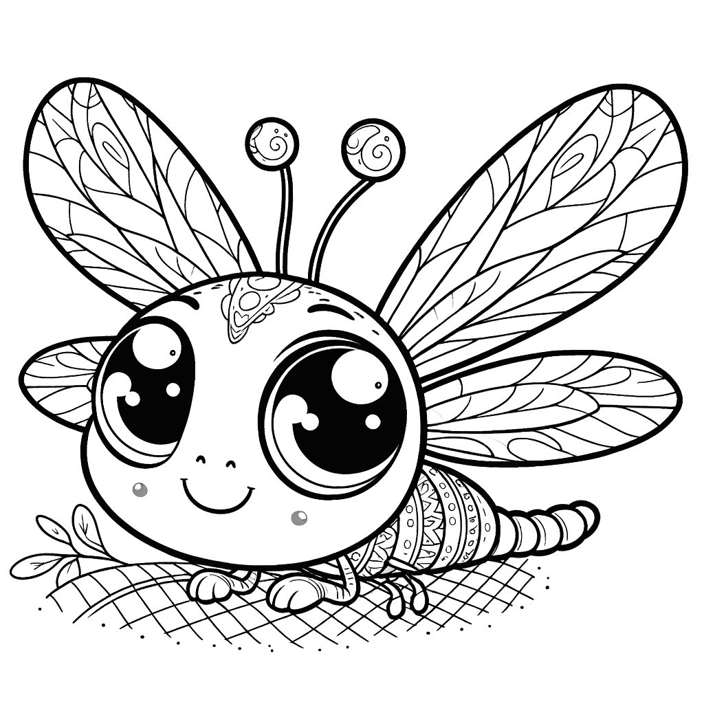 Free printable dragonfly coloring page 4 black and white outline