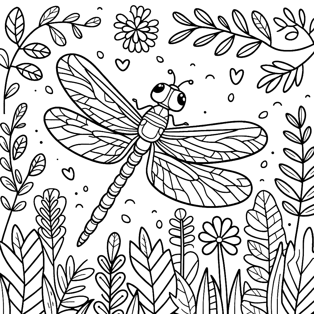 Free printable dragonfly coloring page 5 easy to color