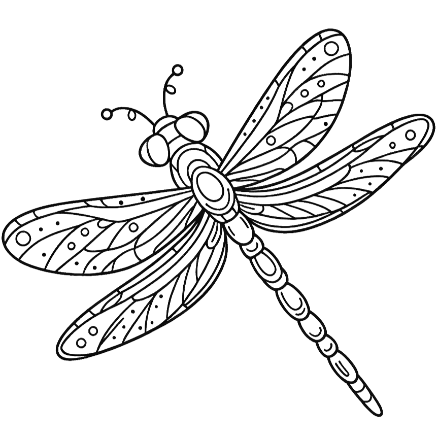 Free printable dragonfly coloring page 9 for kids