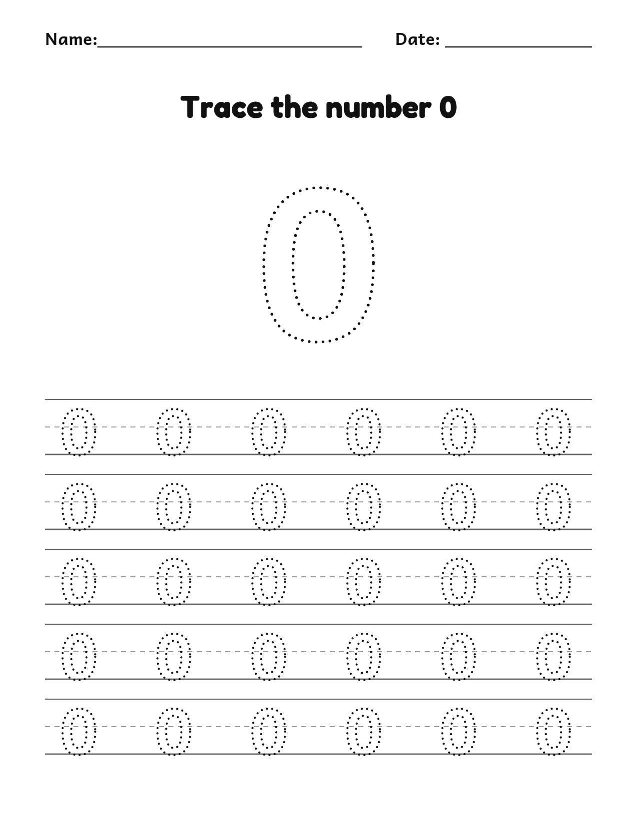 Eid number 0 (zero) tracing worksheet with 0 lanterns and writing lines