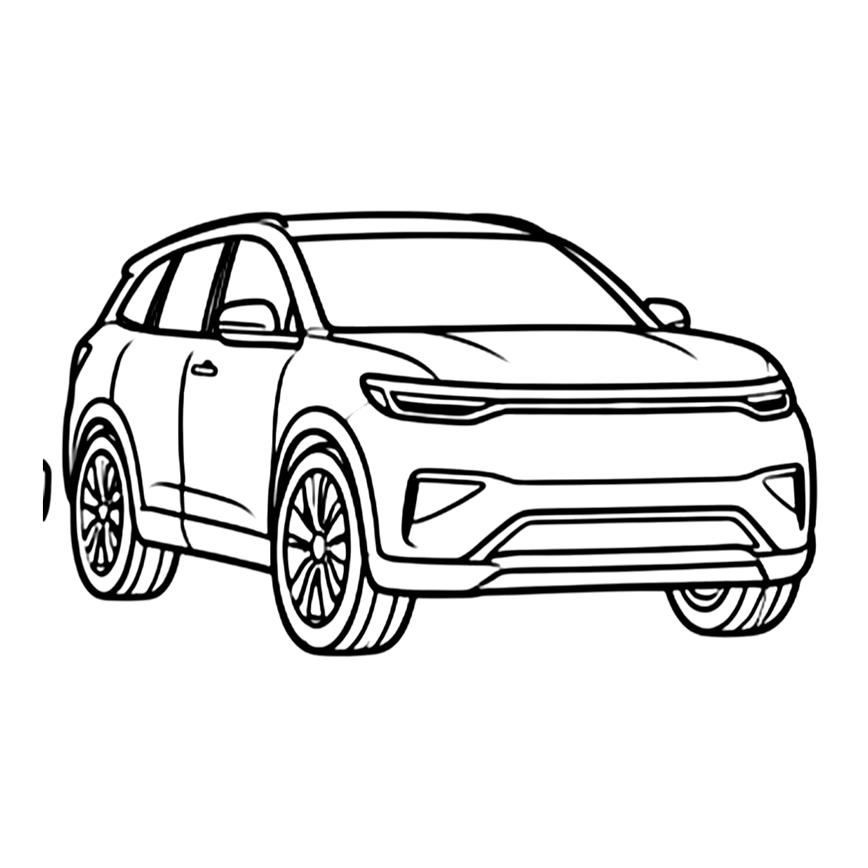 Electric suv coloring page: an electric SUV to print and color
