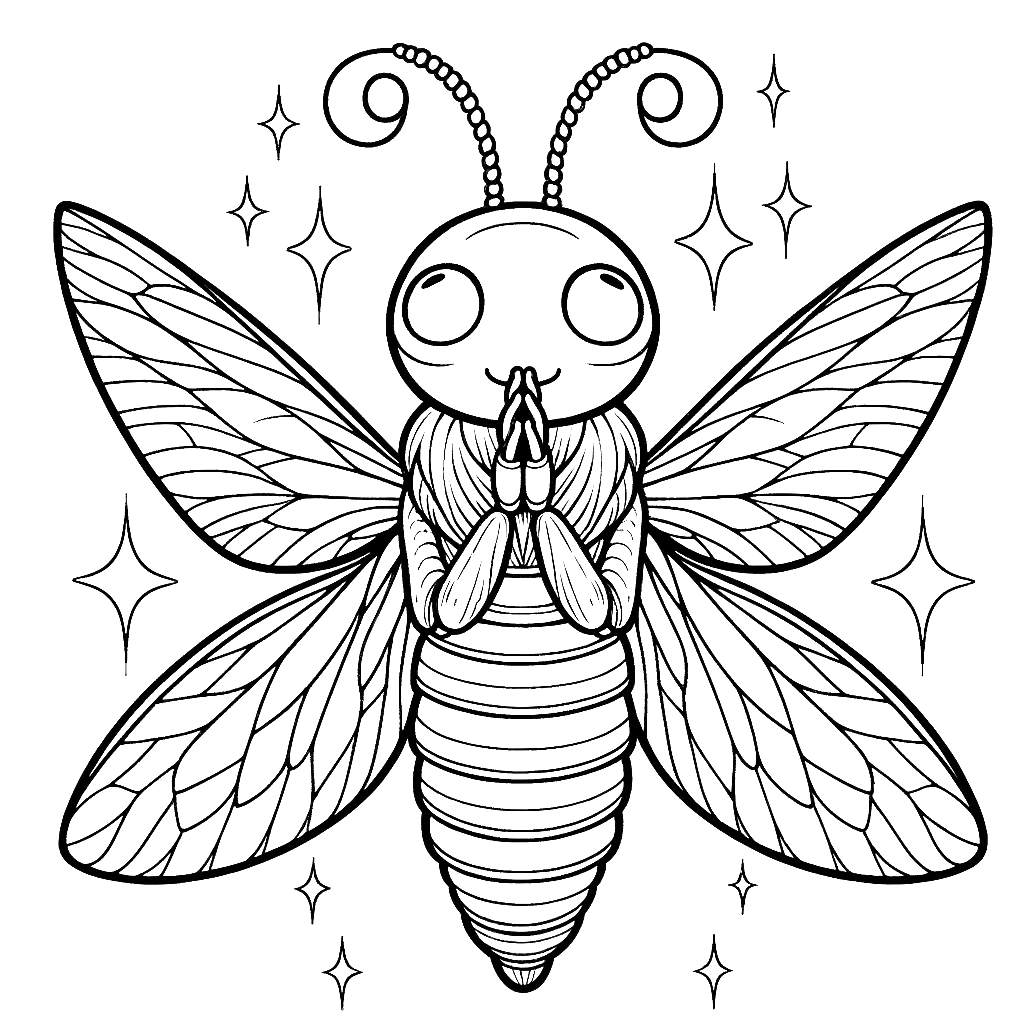 Free printable firefly coloring page 3 to print and color