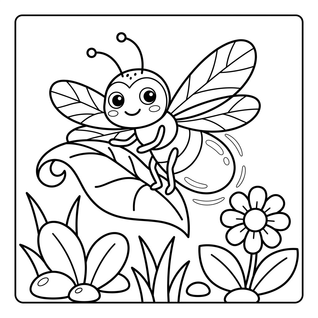 Free printable firefly coloring page 4 black and white outline