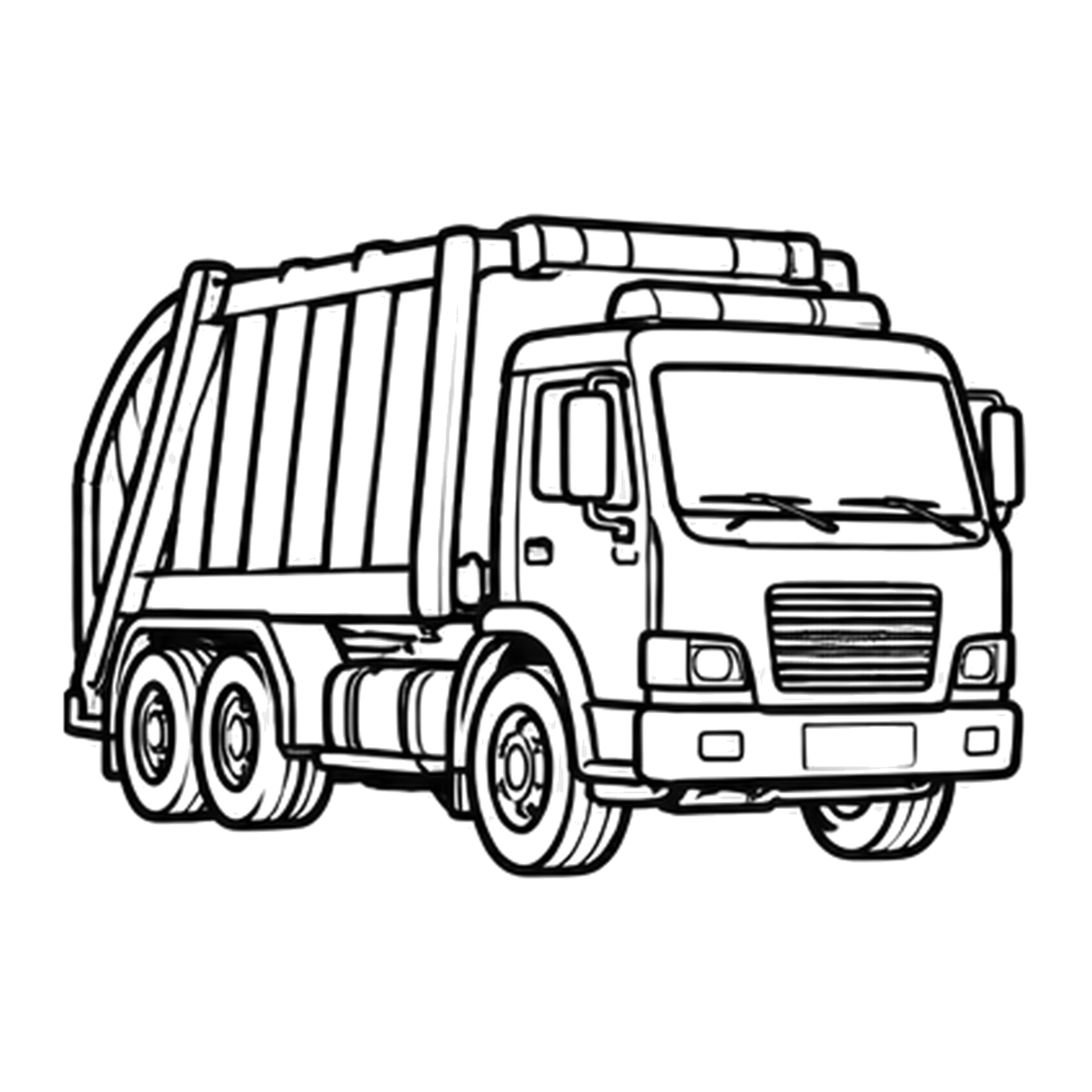 Garbage truck coloring page: a garbage truck to print and color
