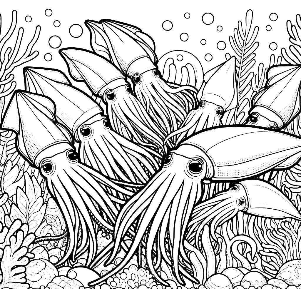 Free printable giant squid coloring page 12 easy to color