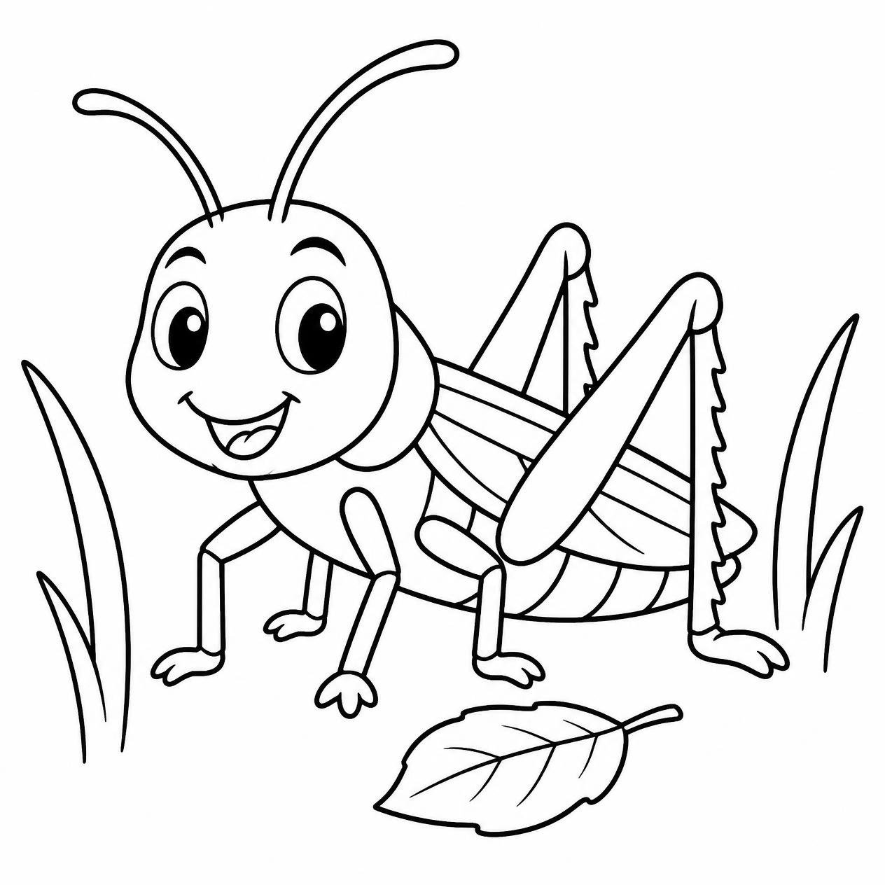 Free printable grasshopper coloring page 3 to print and color