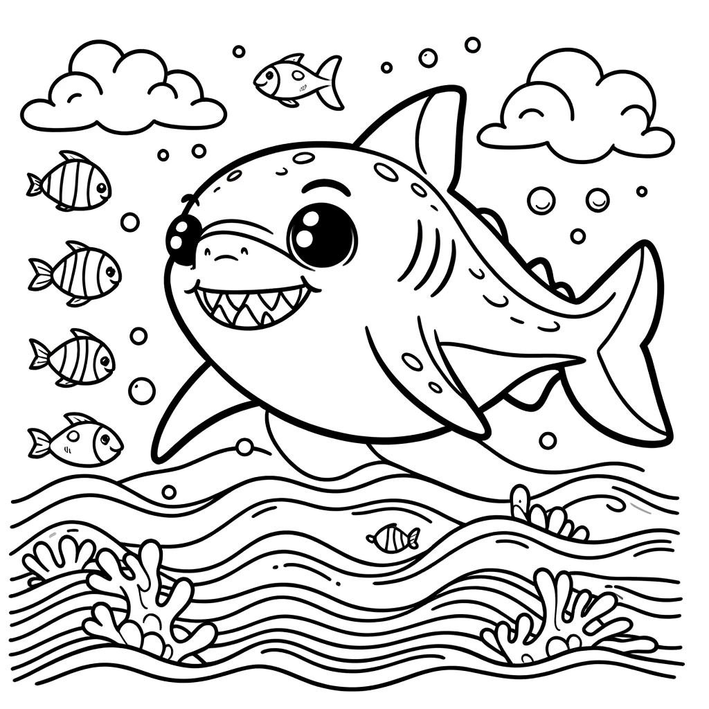 Free printable great white shark coloring page 1