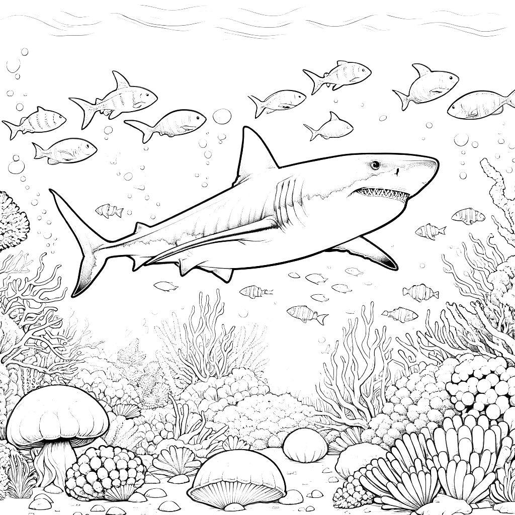 Free printable great white shark coloring page 5 easy to color