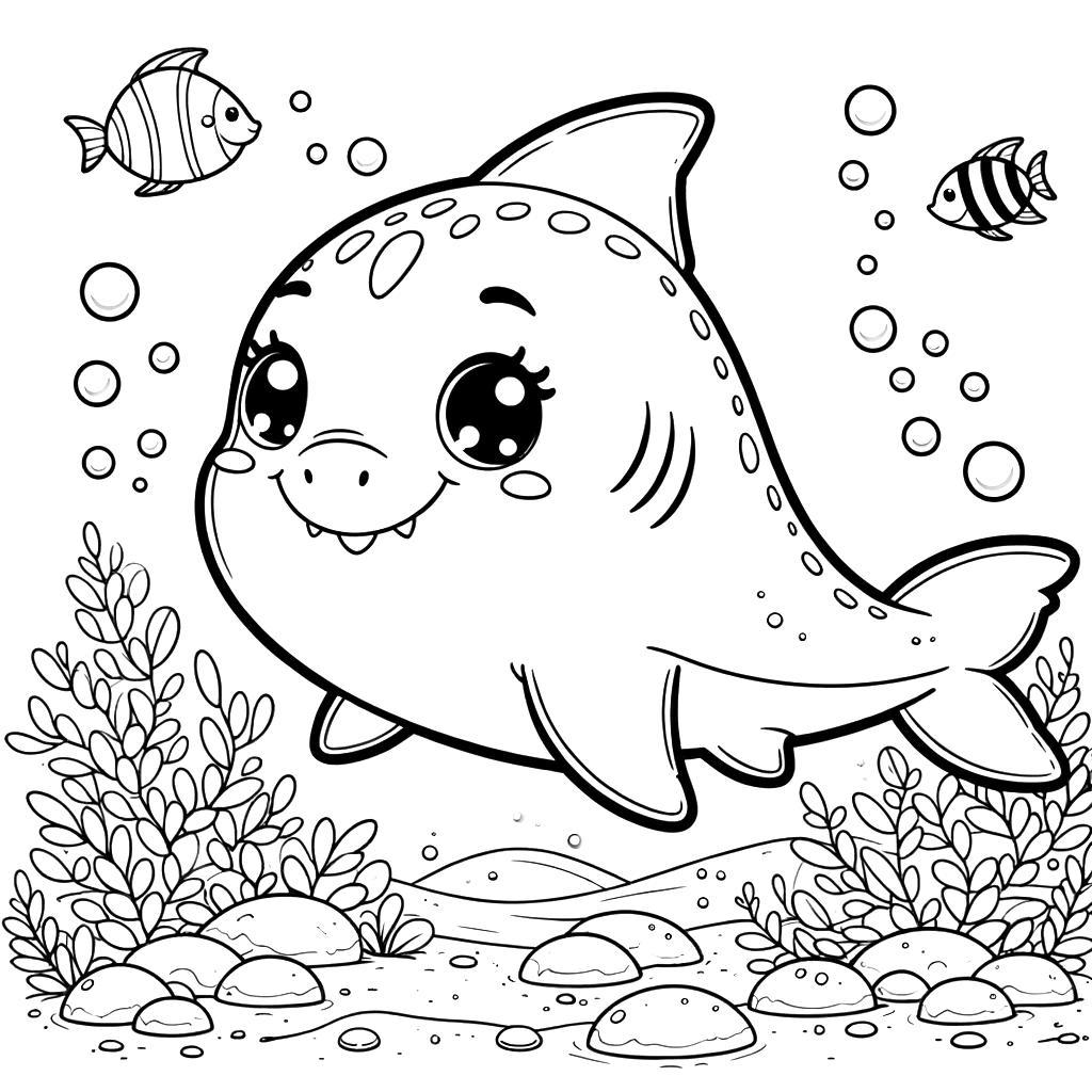 Free printable great white shark coloring page 6 detailed line art