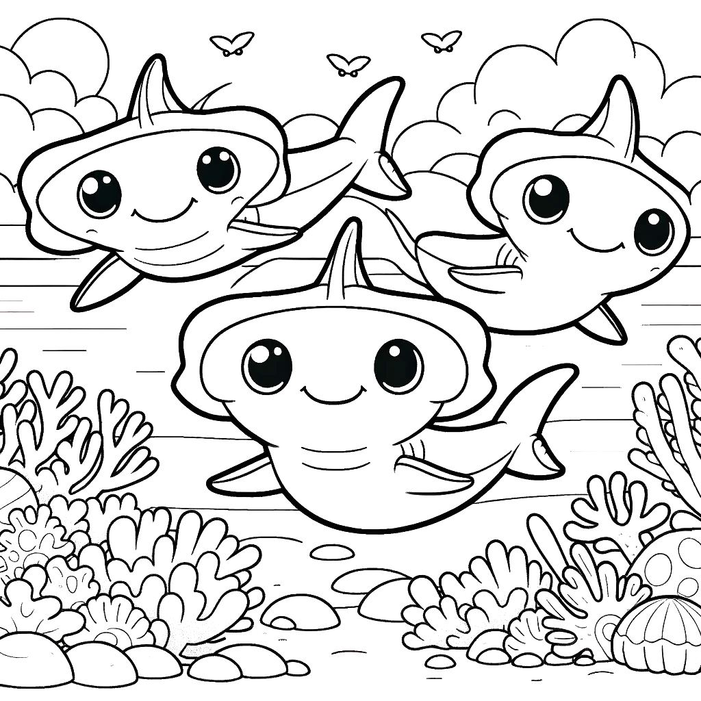 Free printable hammerhead shark coloring page 1