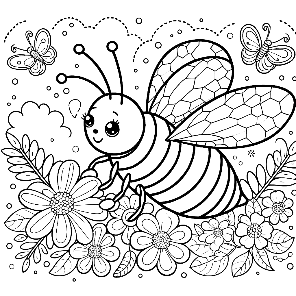 Free printable honey bee coloring page 1