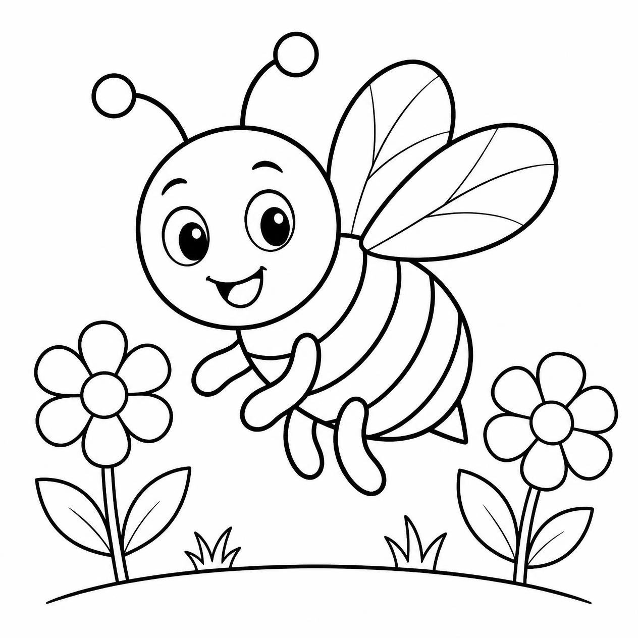 Free printable honey bee coloring page 4 black and white outline