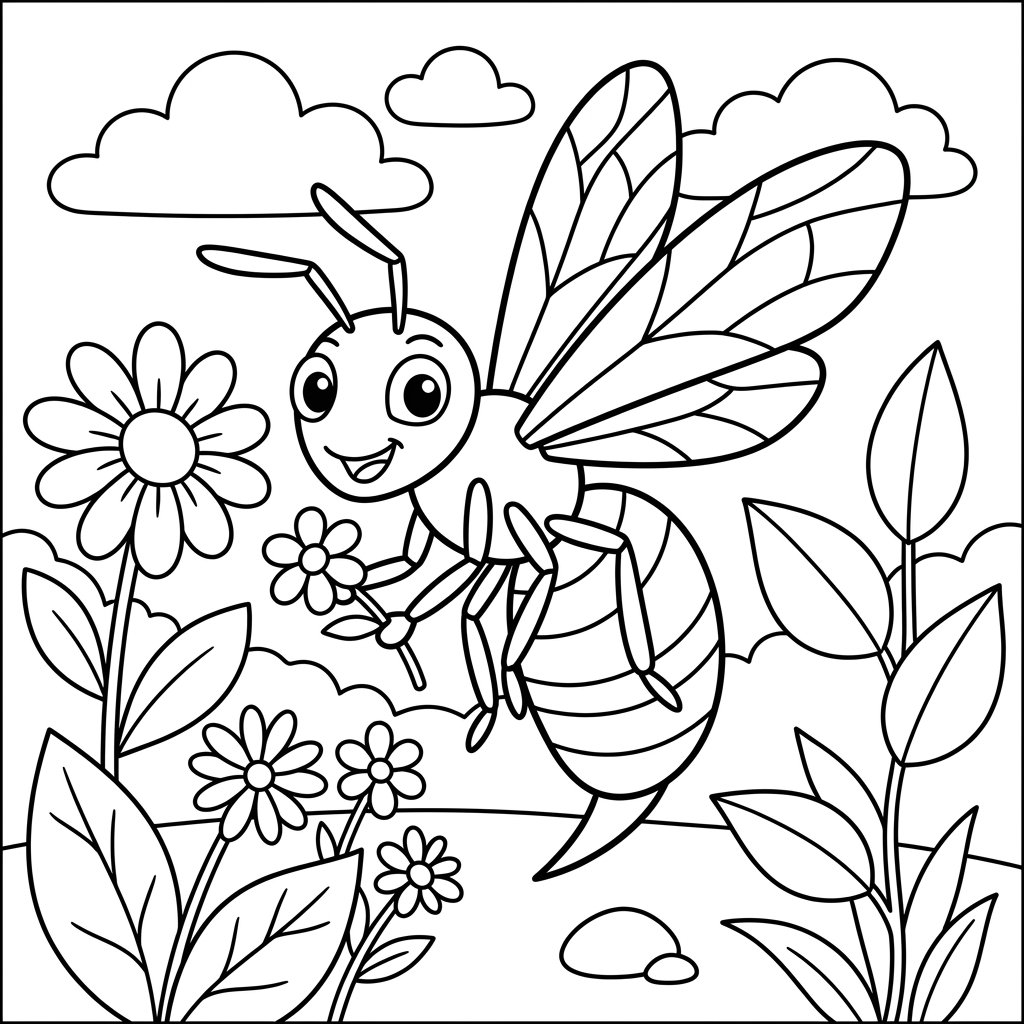 Free printable hornet coloring page 1