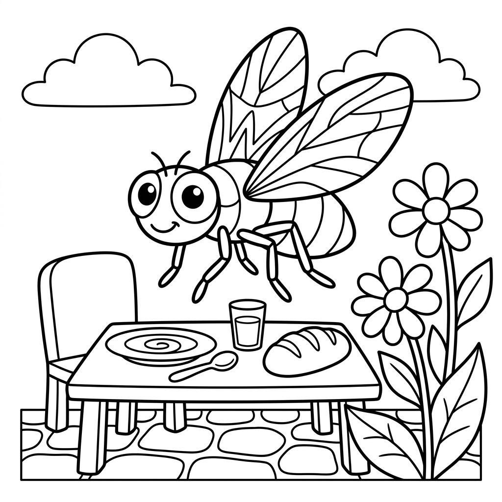 Free printable housefly coloring page 1