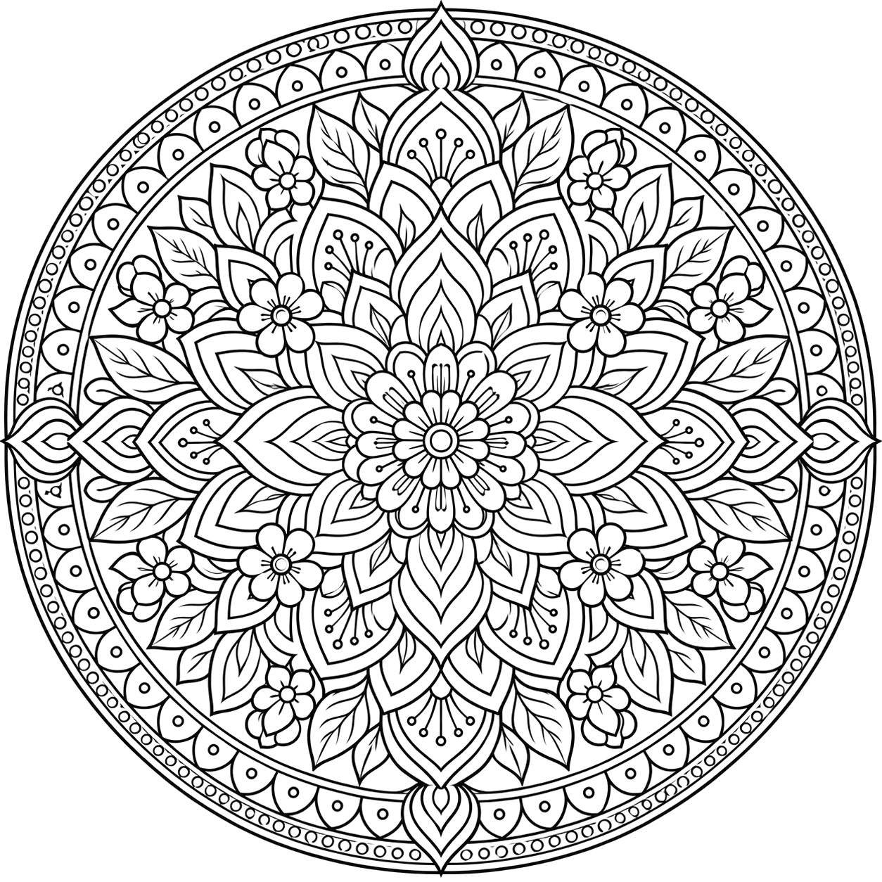 Intricate Floral Mandala coloring page with intricate patterns to print and color