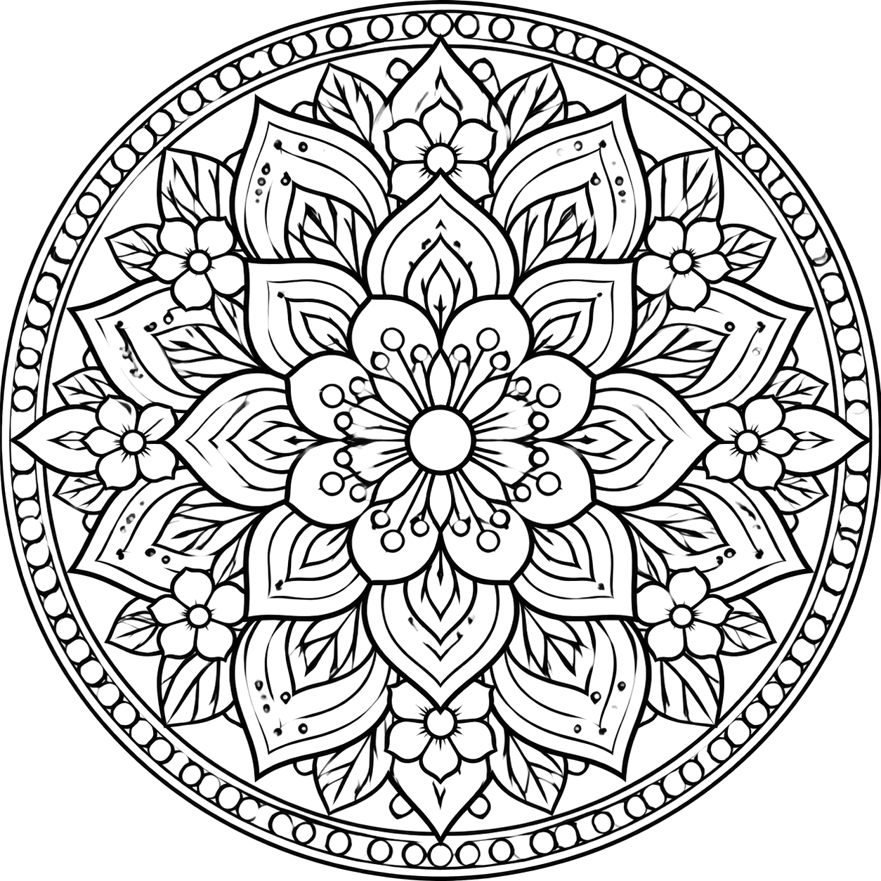 Intricate Floral Mandala coloring page with intricate patterns to print and color