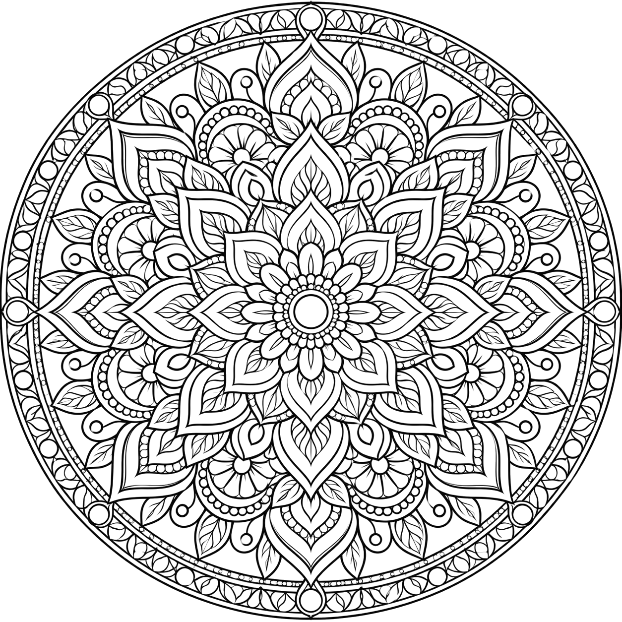 Intricate Floral Mandala coloring page with intricate patterns to print and color