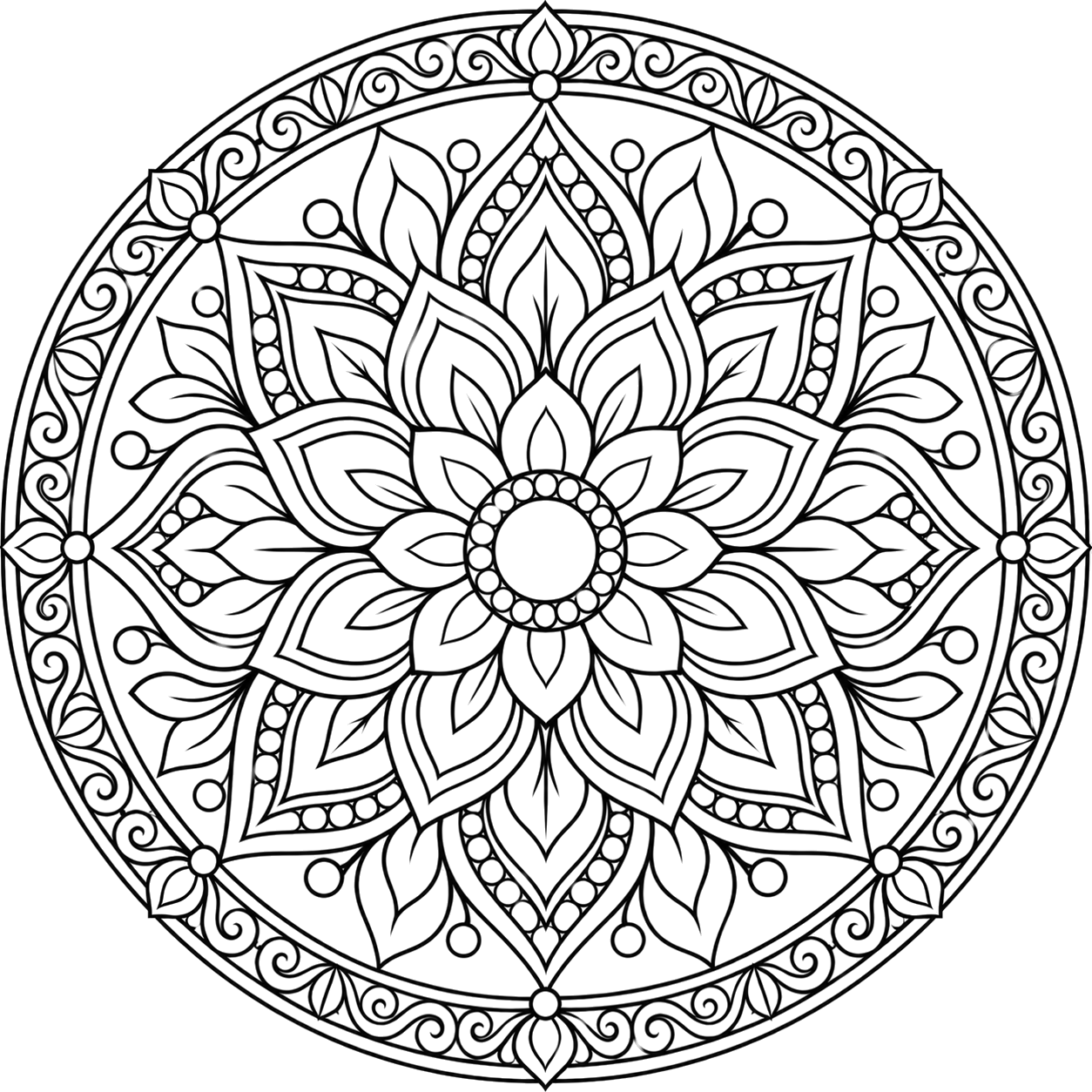 Intricate Floral Mandala coloring page with intricate patterns to print and color