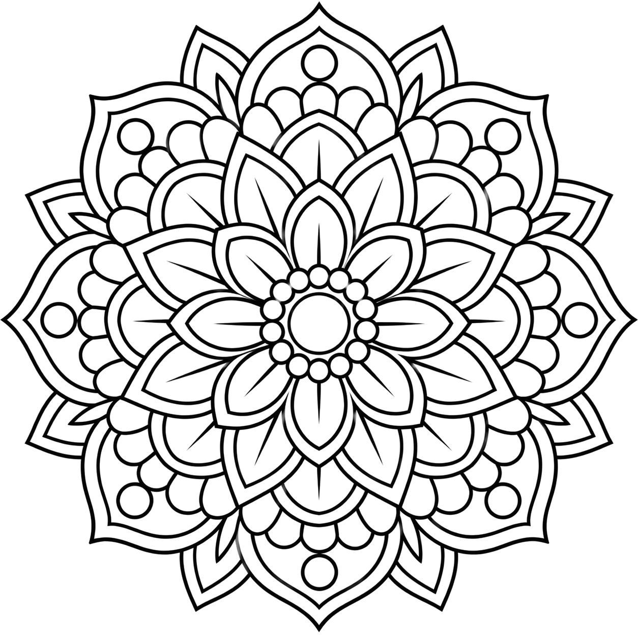 Intricate Floral Mandala coloring page with intricate patterns to print and color