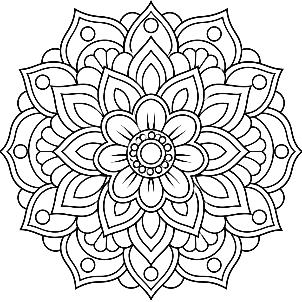 Intricate Lotus Mandala coloring page with intricate patterns to print and color