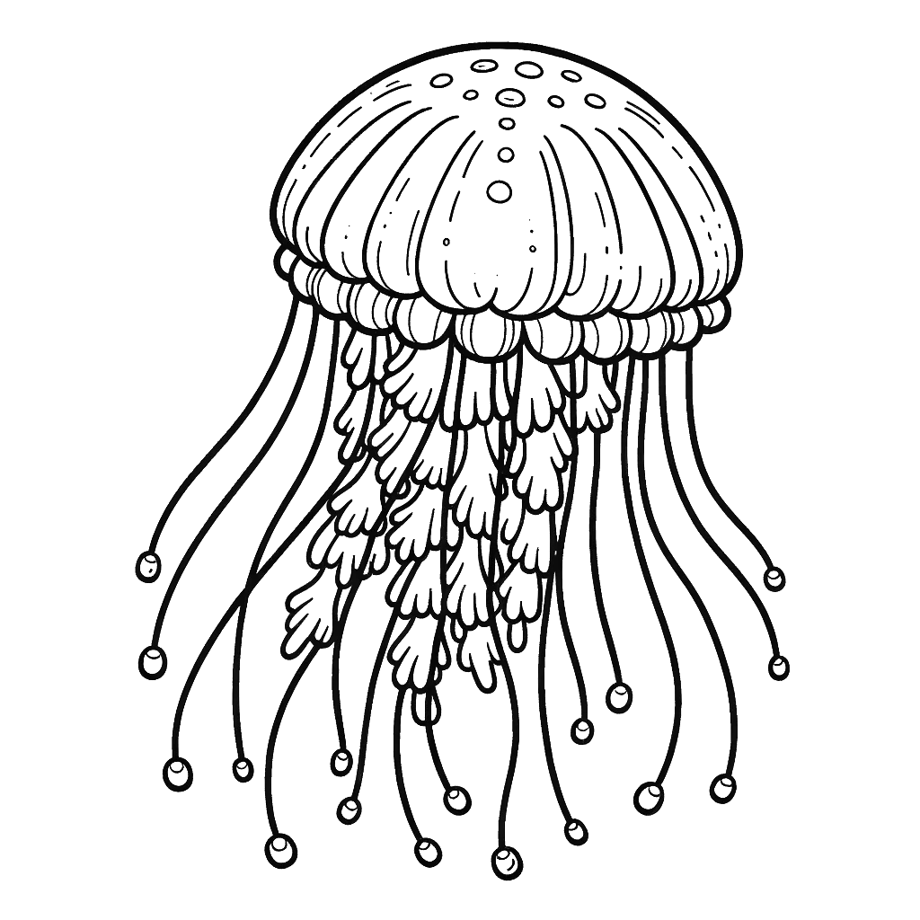 Free printable jellyfish coloring page 10 to print and color