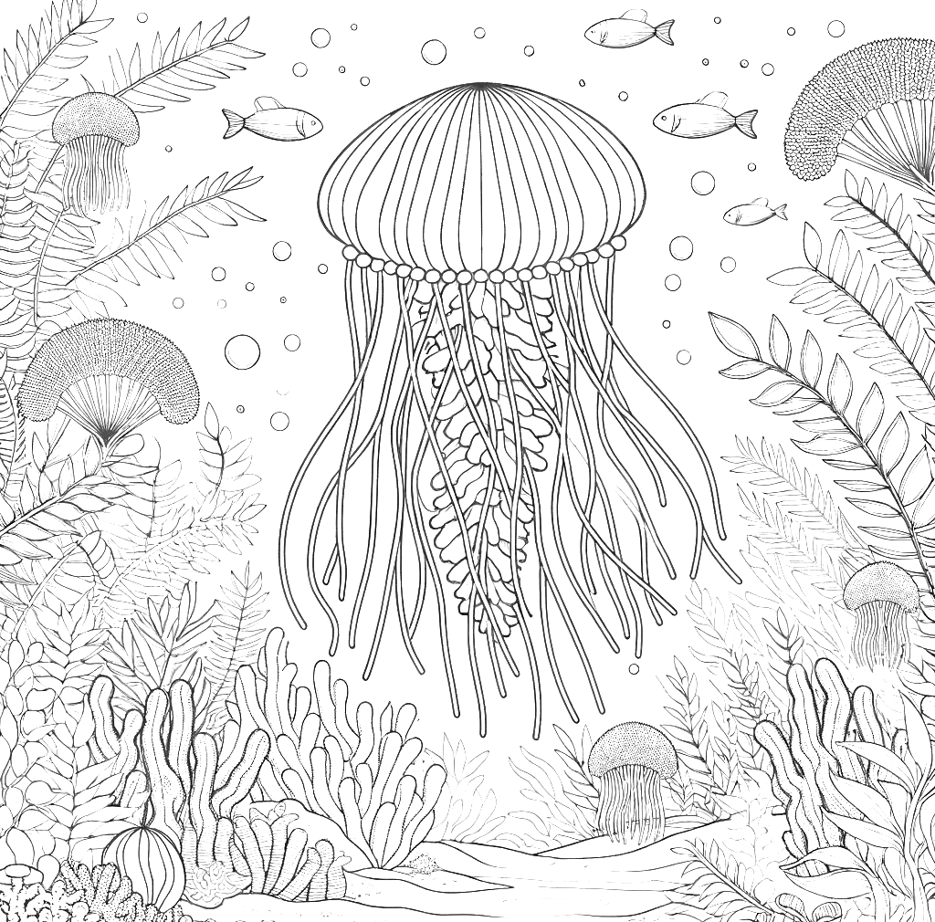 Free printable jellyfish coloring page 12 easy to color