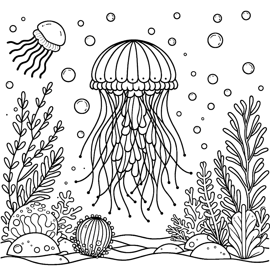 Free printable jellyfish coloring page 17 to print and color