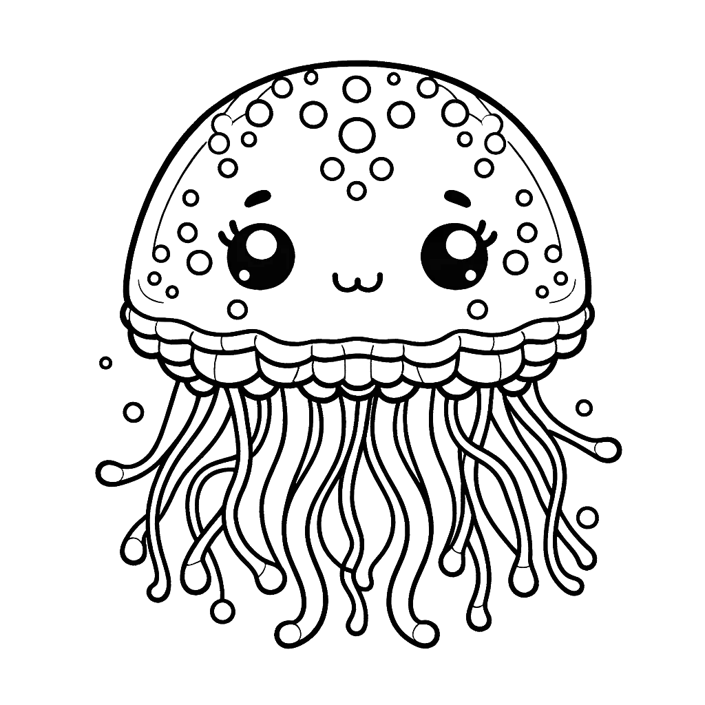 Free printable jellyfish coloring page 18 black and white outline