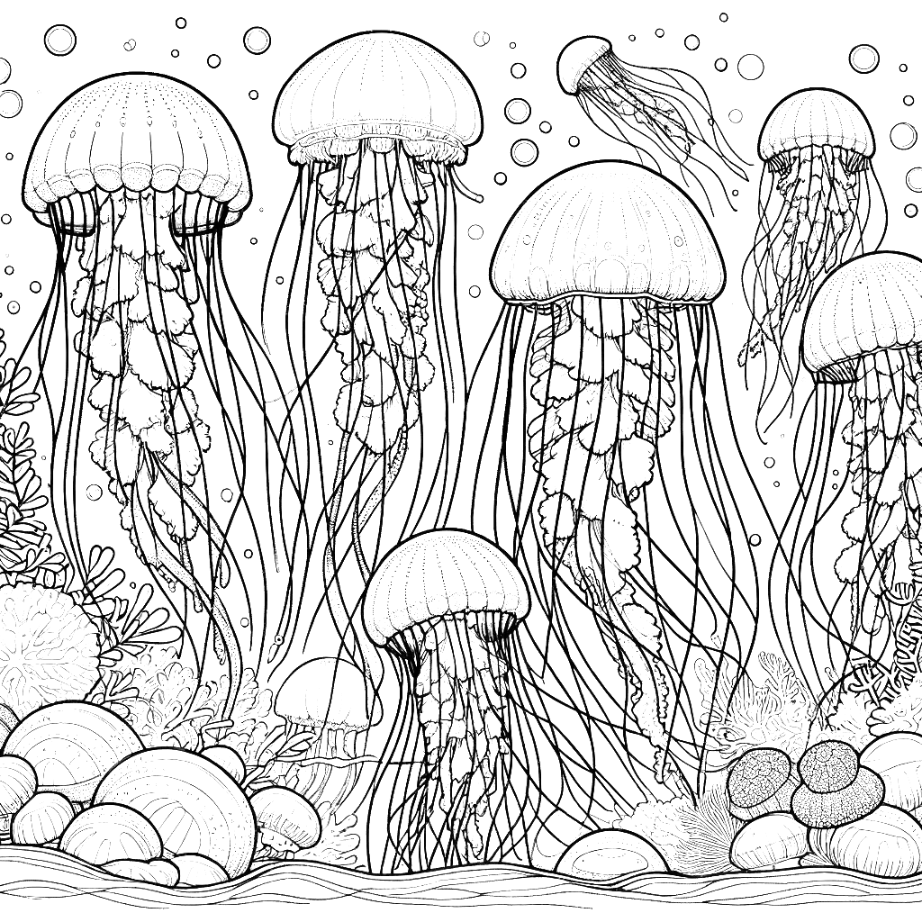 Free printable jellyfish coloring page 2 for kids