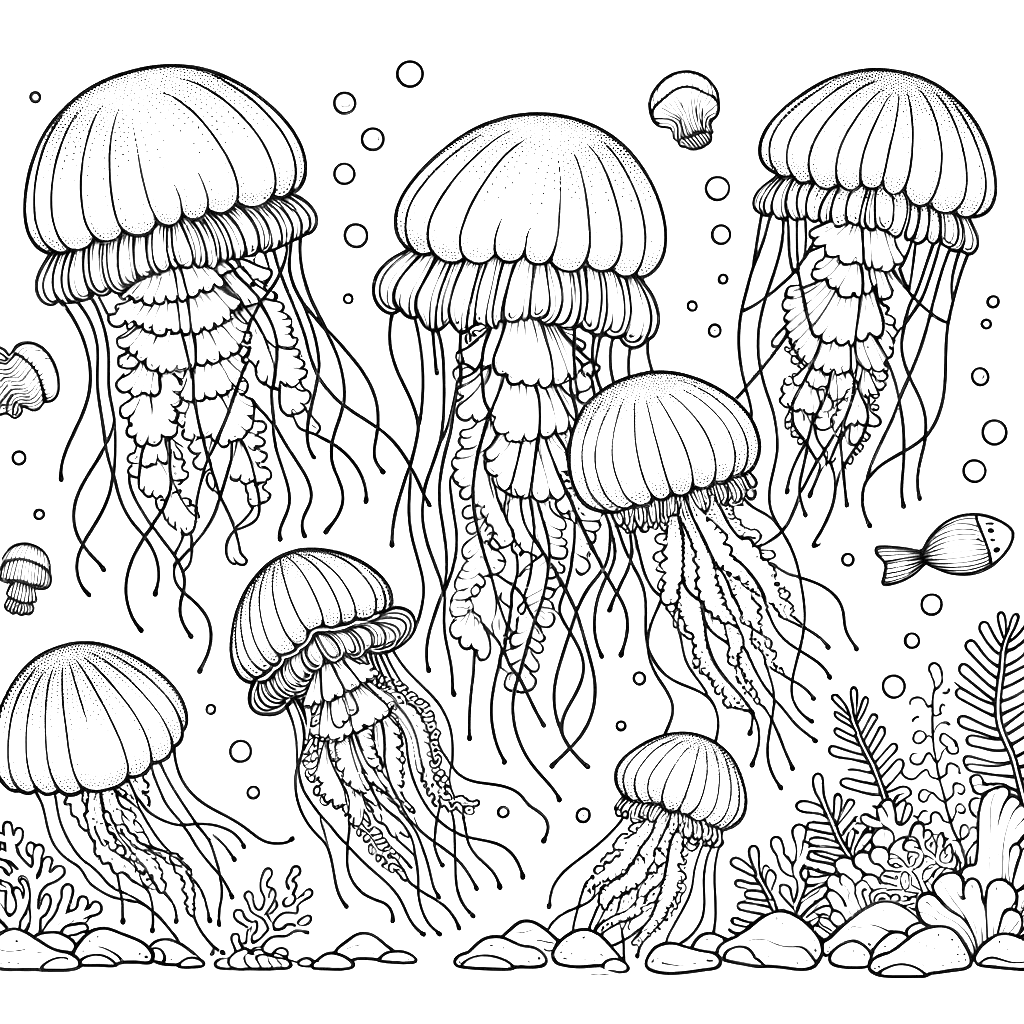 Free printable jellyfish coloring page 3 to print and color
