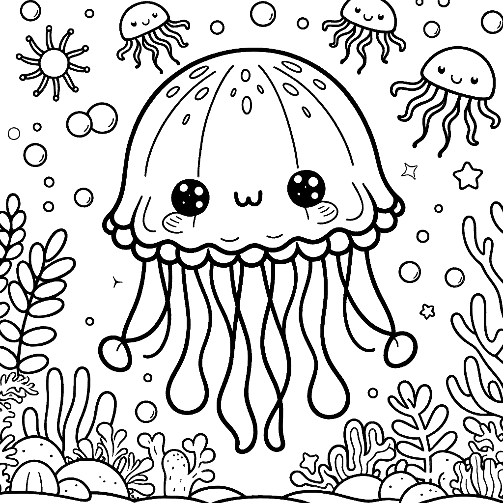 Free printable jellyfish coloring page 8