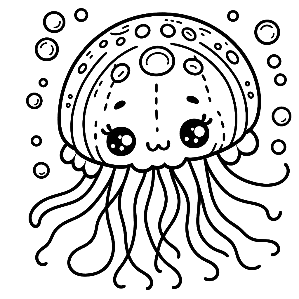Free printable jellyfish coloring page 9 for kids