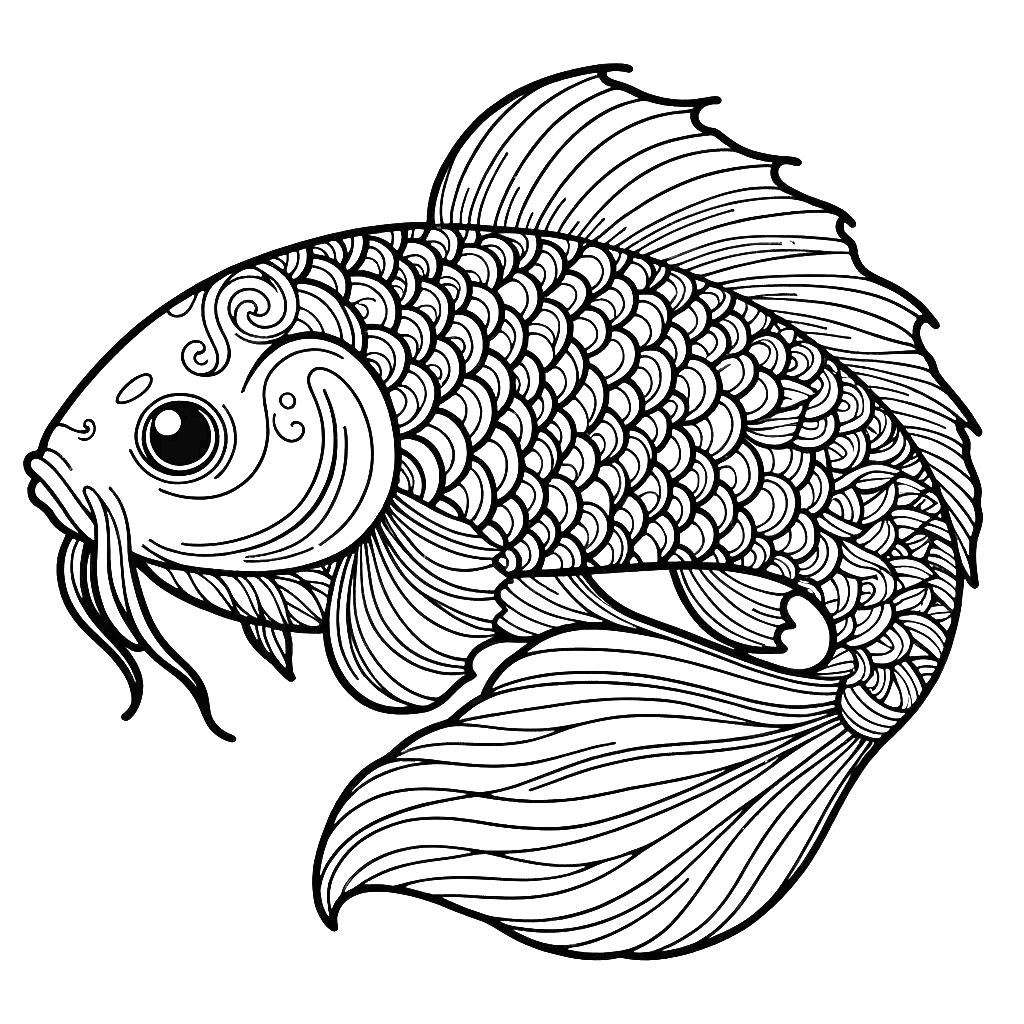 Free printable koi fish coloring page 1