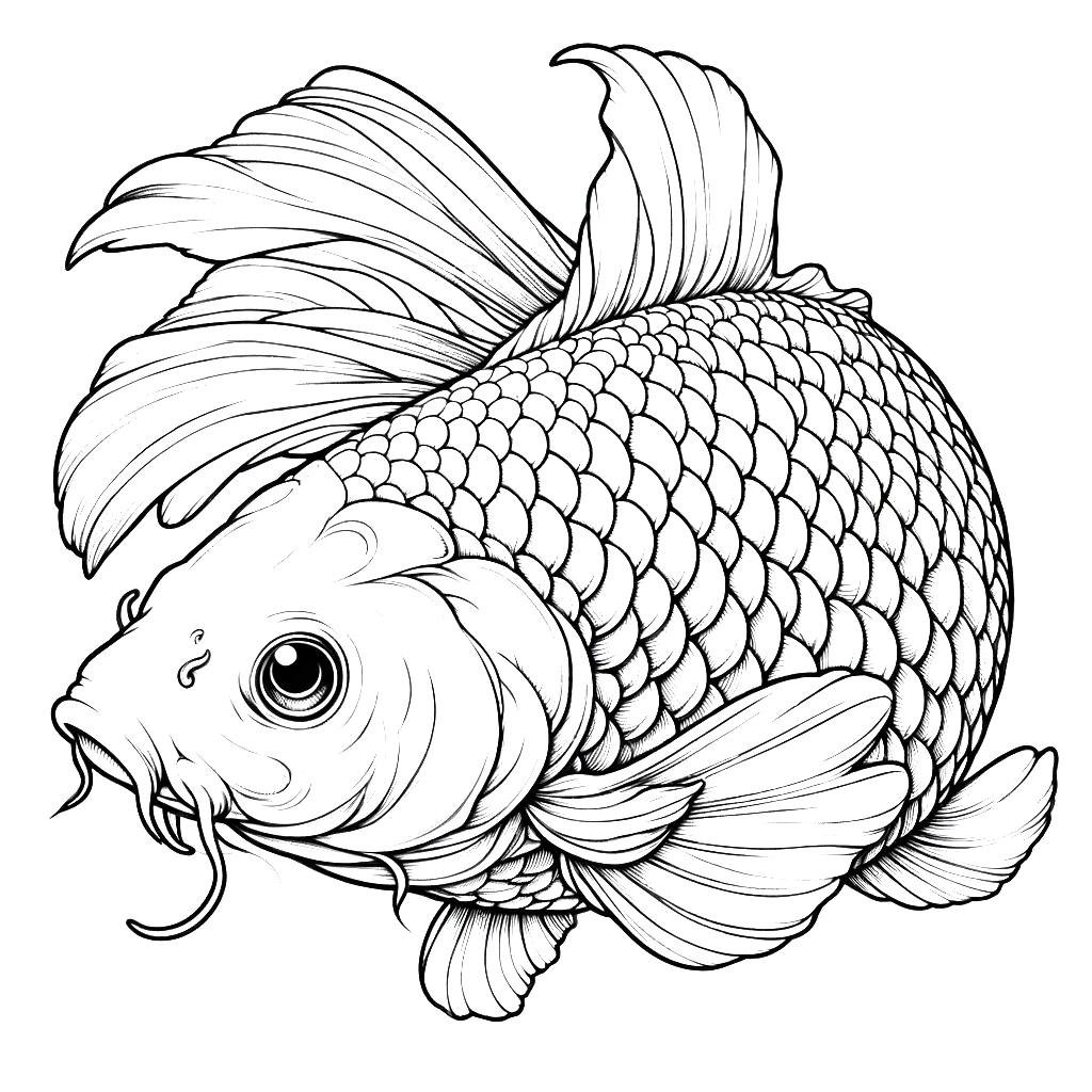 Free printable koi fish coloring page 12 easy to color
