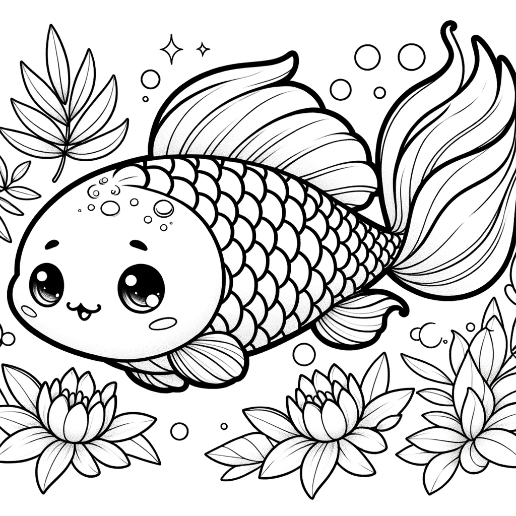 Free printable koi fish coloring page 14 for kids and adults
