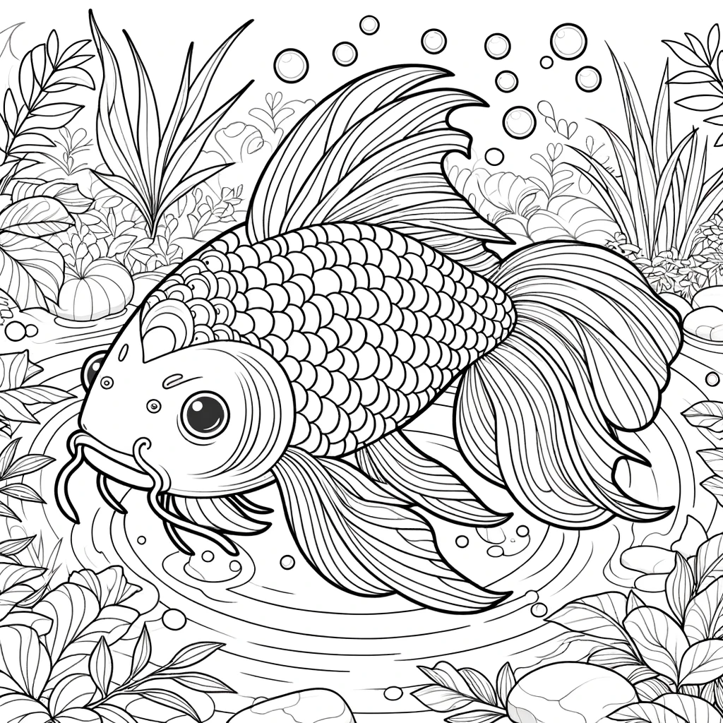 Free printable koi fish coloring page 16 for kids