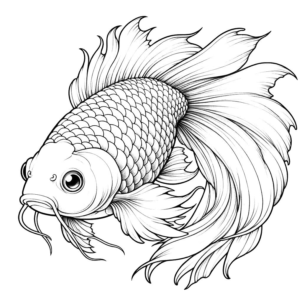 Free printable koi fish coloring page 17 to print and color
