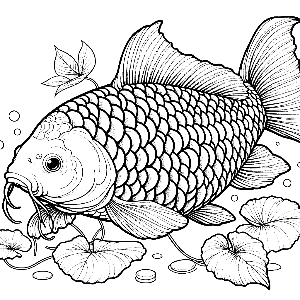 Free printable koi fish coloring page 5 easy to color