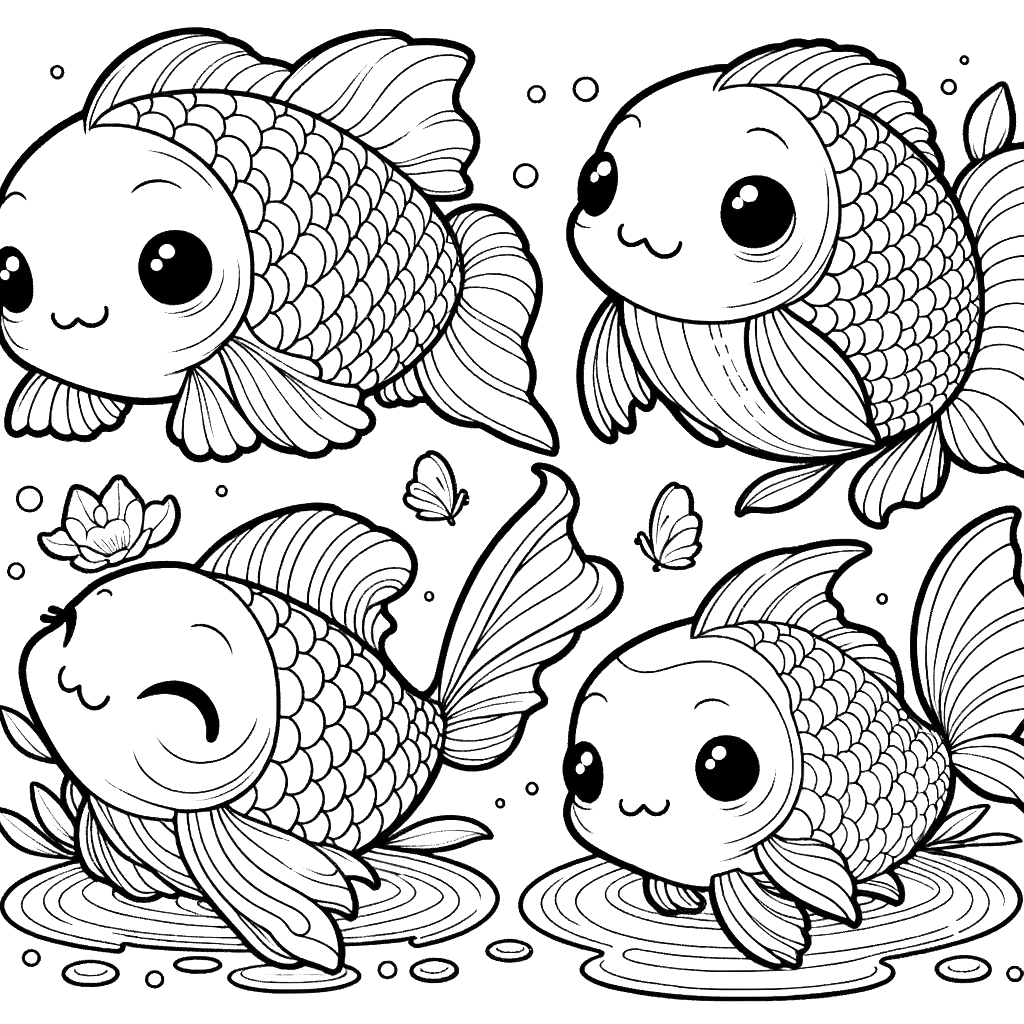 Free printable koi fish coloring page 7 for kids and adults