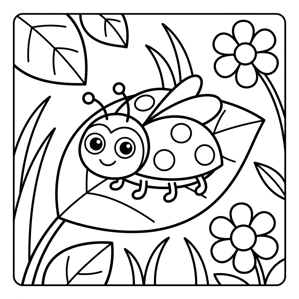 Free printable ladybug coloring page 2 for kids